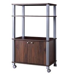 HW60180CF Microwave Rack Stand Rolling Storage Cart, Walnut