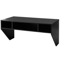 HW60292BK Wall Mounted Floating Sturdy Computer Table with Storage Shelf, Black