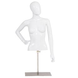 Picture of Total Tactic HW55637 Torso Half Body Head Turn Female Mannequin with Base - Bright White