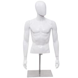 Picture of Total Tactic HW56032 Plastic Half Body Head Turn Male Mannequin with Base - Bright White
