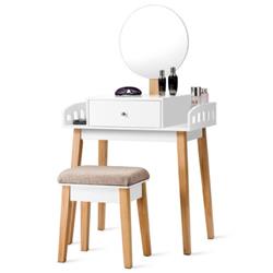 HW61311 Wooden Makeup Dressing Mirror Table Set with Drawer