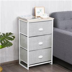 HW61419WH Nightstand Side Table Storage Tower Dresser Chest with 3 Drawer, Gray -  Total Tactic