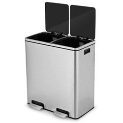 HW61442 16 gal Dual Step Trash Can Recycling Double Bucket Pedal