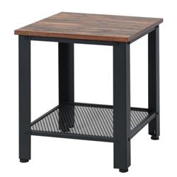 HW61493BK Industrial End Table 2-Tier Side Table, Black