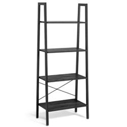 HW61498SL 4-Tier Ladder Shelf Bookcase Bookshelf Display Rack Plant Stand-Silver