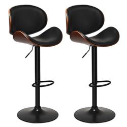 Picture of Total Tactic HW61545 Adjustable Swivel PU Leather Bar Stool with Iron Base & Curved Foodrest - Set of 2