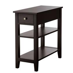 HW61591CF 3-Tier Nightstand Bedside Table Sofa Side with Double Shelves Drawer, Coffee