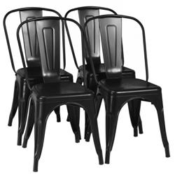 Picture of Total Tactic HW61701BK Modern Bar Stools with Removable Back & Rubber Feet&#44; Black - 4 Piece