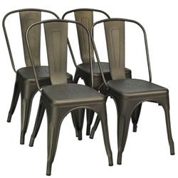 Picture of Total Tactic HW61701GUN Modern Bar Stools with Removable Back & Rubber Feet&#44; Gun - 4 Piece