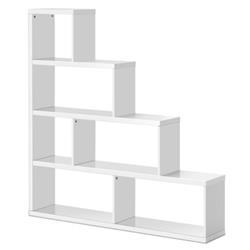 HW61766WH 6 Cubes Ladder Shelf Corner Bookshelf Storage Bookcase, White