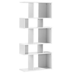 HW61772WH 5 Cubes Ladder Shelf Corner Bookshelf Display Rack Bookcase, White