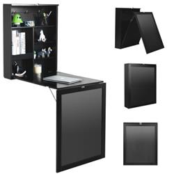 HW61920BK Convertible Wall Mounted Table with A Chalkboard, Black