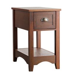 HW61983RE Contemporary Chair Side End Table Compact Table with Drawer Nightstand, Natural