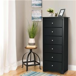 HW62038BK 6 Drawer Chest Dresser Clothes Storage Bedroom Furniture Cabinet, Black -  Total Tactic