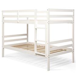 HW62351WH Twin Size Bunk Bed Children Wooden Bunk Beds Solid Hardwood, White