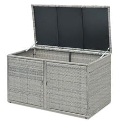 HW62862GR 88 gal Garden Patio Rattan Storage Container Box, Gray