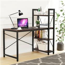 HW62863TN 47.5 in. Writing Study Computer Desk with 4-Tier Shelves, Tan