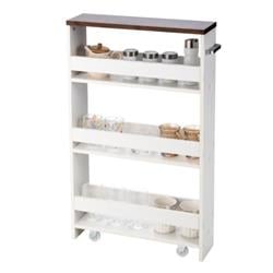 JV10501WH Rolling Kitchen Slim Storage Cart Mobile Shelving Organizer with Handle, White