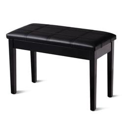 Picture of Total Tactic JV10571BK Solid Wood PU Leather Piano Double Duet Keyboard Bench&#44; Black