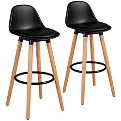 Picture of Total Tactic JV10610DK-2 28.5 in. Mid Century Barstool Dining Pub Chair&#44; Black - 2 Piece
