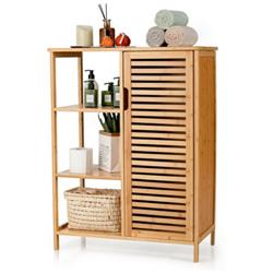 JZ10013NA Bamboo Bathroom Storage Cabinet with Single Door, Natural