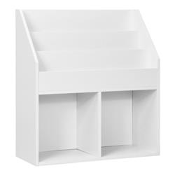 JZ10035WH Kids Wooden Bookshelf Bookcase Children Toy Storage Cabinet Organizer, White -  Total Tactic