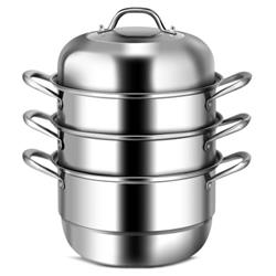Picture of Total Tactic KC49465 3-Tier Stainless Steel Cookware Pot Saucepot Steamer