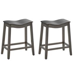 Picture of Total Tactic KC53446 Saddle Bar Stool with Rubber Wood Legs - Set of 2