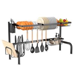 KC53791 2-Tier Adjustable Over Sink Dish Drying Rack with 8 Hooks