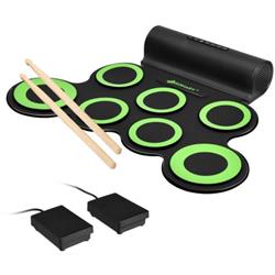 Picture of Total Tactic MU70010GN Electronic Roll Up Pads MIDI Drum Kit, Green - Set of 7
