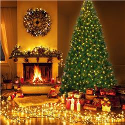 CM21223 9 ft. Pre-Lit PVC Artificial Christmas Tree with 700 LED Lights - Green