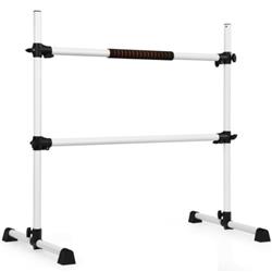 SP37449SV 4 ft. Portable Freestanding Stable Construction Pilates Ballet Barre with Double Dance Bar - Silver Gray
