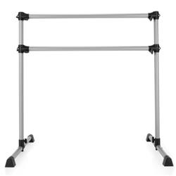 SP37498SL 4 ft. Portable Double Freestanding Barre Dancing Stretching, Silver