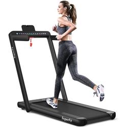 SP37522BK 2-in-1 Electric Motorized Folding Treadmill with Dual Display, Black -  Total Tactic