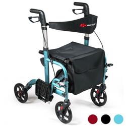 SP37527NY Aluminum Adjustable Folding Handle Medical Walker Rollator, Blue
