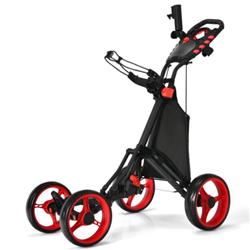Picture of Total Tactic SP37604RE Lightweight Foldable Collapsible 4 Wheel Golf Push Cart&#44; Red