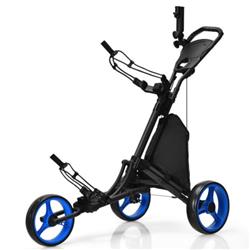 Picture of Total Tactic SP37605BL Folding 3 Wheel Golf Push Cart with Bag Scoreboard Adjustable Handle&#44; Blue