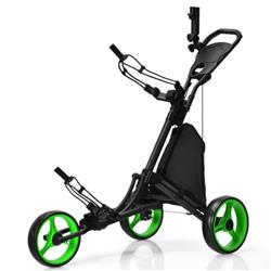 Picture of Total Tactic SP37605LS Folding 3 Wheel Golf Push Cart with Bag Scoreboard Adjustable Handle&#44; Green