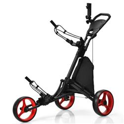 Picture of Total Tactic SP37605RE Folding 3 Wheel Golf Push Cart with Bag Scoreboard Adjustable Handle&#44; Red