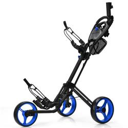 Picture of Total Tactic SP37607BL Folding 3 Wheel Golf Push Cart with Brake Scoreboard Adjustable Handle&#44; Blue