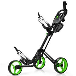 Picture of Total Tactic SP37607LS Folding 3 Wheel Golf Push Cart with Brake Scoreboard Adjustable Handle&#44; Green
