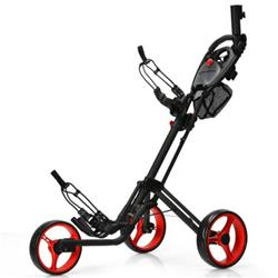 Picture of Total Tactic SP37607RE Folding 3 Wheel Golf Push Cart with Brake Scoreboard Adjustable Handle&#44; Red