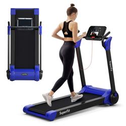 Picture of Total Tactic SP37610NY 2.25HP Electric Motorized Folding Running Treadmill Machine with LED Display&#44; Navy