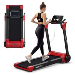 Picture of Total Tactic SP37610RE 2.25HP Electric Motorized Folding Running Treadmill Machine with LED Display&#44; Red