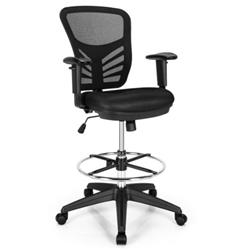 CB10139DK Mesh Drafting Chair Office Chair with Adjustable Armrests & Foot-Ring, Black
