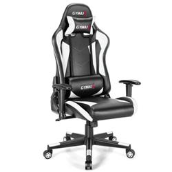 Picture of Total Tactic CB10207WH Gaming Adjustable Swivel Racing Style Computer Office Chair, White