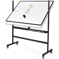 CB10214 48 x 36 in. Mobile Magnetic Double-Sided Reversible Whiteboard Height Adjust