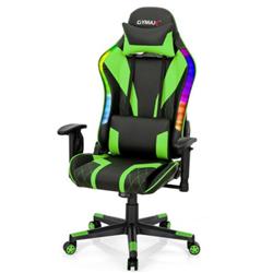 Picture of Total Tactic CB10223GN Gaming Adjustable Swivel Computer Chair with Dynamic LED Lights, Green