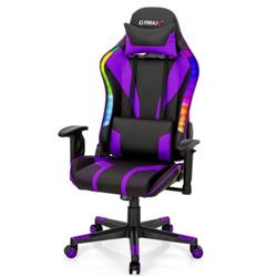 Picture of Total Tactic CB10223VI Gaming Adjustable Swivel Computer Chair with Dynamic LED Lights, Purple