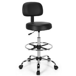CB10243DK Swivel Drafting Chair with Retractable Mid Back & Adjustable Foot Ring, Black
